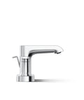 Side view of Two-Handle Hint Centerset Bathroom Sink Faucet in Polished Chrome, 1.2 GPM Flow, showing corrosion-resistant finish