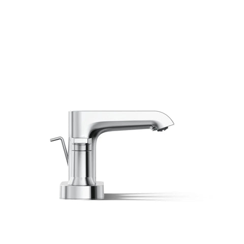 Side view of Two-Handle Hint Centerset Bathroom Sink Faucet in Polished Chrome, 1.2 GPM Flow, showing corrosion-resistant finish