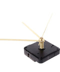 Quartz Clock Movement Kit With Hands for DIY Wall Clock Repair showing plastic and aluminum construction in black and gold.