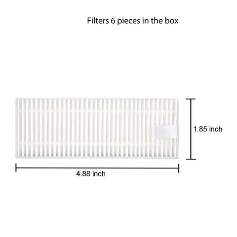 Replacement Filters And Side Brushes For K2 K3 K3A K4 K5 And M210 Series Robotic Vacuum Cleaners With 6 HEPA Filters, filter dimensions.