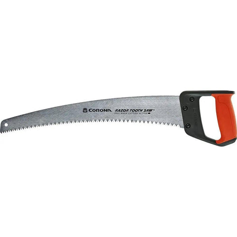 18 Inch RazorTOOTH Pruning Saw With Curved Blade And D Handle For Gloved Or Two Handed Use, laying on white background