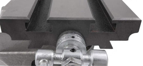 Heavy Duty Compound Slide Table 5.5 By 12 Inches Featuring Dual Axis Travel Built Like A Tank For Milling Drilling Microscope Staging And Dead Nuts Precision Workflows In Industrial Shops close-up of precision ground surface with dual axis mechanism