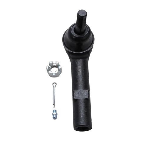 Beefy Front Tie Rods Replacement For 2007-2014 Cadillac Escalade And 2007-2013 Chevy Silverado 1500 Suburban 1500 Avalanche EXT Durable Steering Rods For Smooth, Dependable Steering Performance. Black steel front tie rod end with castle nut, cotter pin, and grease fitting.