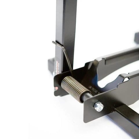Close-up of the spring mechanism on the Rakk Bike Storage Rack Freestanding Floor Bicycle Stand For Small Spaces Ideal For Apartments.