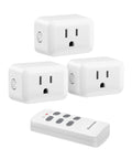 Wireless Outlet Switch Kit With 3 Outlets Remote Control For Easy Plug And Play Home Automation 100 Foot Range Ideal For Elderly And Pregnant Women At Home showcasing three white outlets and a remote.