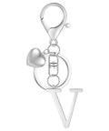 Custom Initial V Keychain In Stainless Steel Key Ring Silver Alphabet Charm For Women And Men Personalize Your Name Dope Bag Purse Pendant Decor And Durable Everyday Accessory