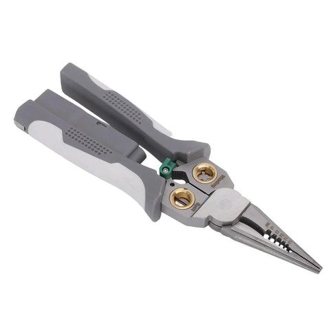 Heavy Duty Eight In One Wire Stripper Pliers With Built In Voltage Tester And Quick Grip Cable Cutter For Automotive And DIY Wiring Jobs that are compact and ergonomic.