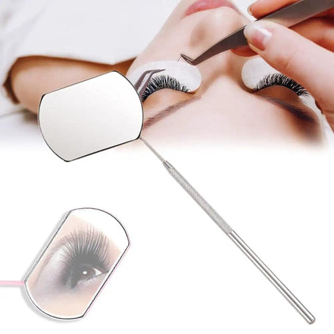 Portable Eyelash Extension Inspection Mirror With Non Slip Grip Stainless Steel Body For Fast Grab And Go Beauty Checks On Eyelashes