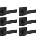 6 Pack Matte Black Dummy Door Handle Set Heavy Duty Single Sided Door Levers For Right Or Left Handed Doors Interior Mount