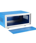 Heavy Duty Blue Metal Enclosure Box Built Tough For Diy Electronics Projects And Custom Circuit Housing With Zero Fuss Assembly And Scratch Resistant Finish, open view showing inner cavity.