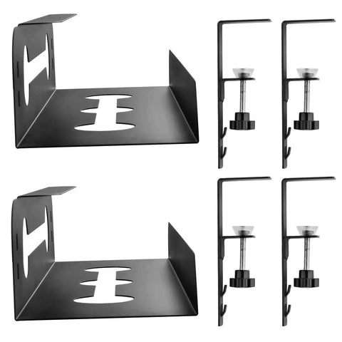 Under Desk Cable Management Tray Set No Drill Wire Organizer For Office And Home Standing Desk Black 2 Pack with clamps