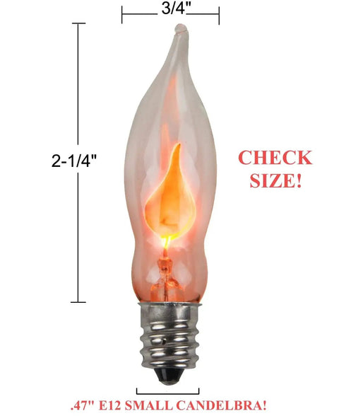 Flicker Flame Light Bulb Dope Orange Candle Like Glow 3 Watt 130 Volt E12 Candelabra Base Nickel Plated Realistic Dances With Flicker Energy Saving Warm Ambient Lighting For Home Decor And Craft Projects Wholesale Box Of Ten
