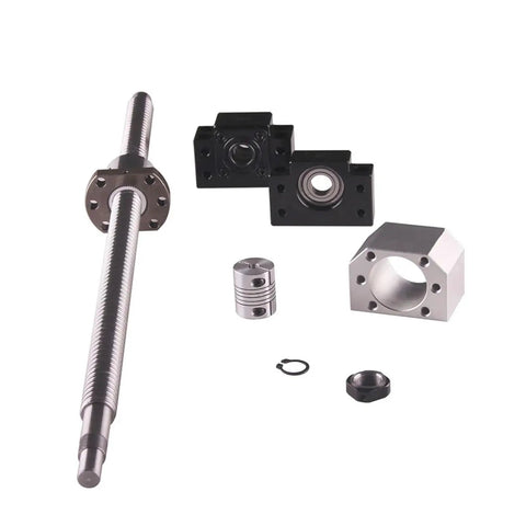 Sick Precision Linear Guide Rail Kit With Two HGR20 Square Rails Four HGH20CA Slides Carriage Plus SFU1605 Ball Screw For Smooth CNC Motion And High Speed Stability In Your Projects, pictured with ball screw, nut and coupler