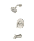 Weller Single Handle Tub And Shower Faucet Set With Multi Function Shower Head And Tub Spout Brushed Nickel Finish