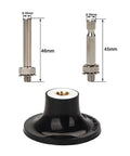 Image of mounting hardware including a black base and two metal shafts, part of the 50mm R Type Quick Change Sanding Discs 62 Pcs Premium Grit Kit.