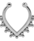 Dope Tribal Multi Dot V Shape Design 14 Gauge 316L Surgical Steel Hoop Clip On Fake Septum Nose Ring Non Piercing Jewelry
