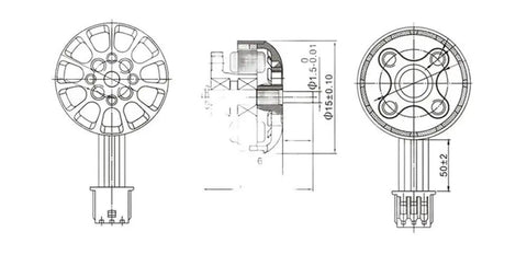 Technical drawing of Four Pack Pro Grade Brushless Drone Motors 6400KV 8000KV 11500KV For 1-3S 3 Inch FPV Racing Freestyle Drones
