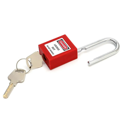 Heavy Duty Industrial Gate Valve Lockout With Steel Safety Padlock In Bold Red Finish Fully Waterproof Non Conductive Assembly Fits Standard One To Two Inch Handles Built Tough As Nails For Hella Reliable Security