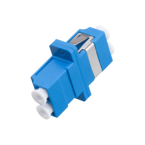 50 Pack LC Duplex Singlemode Fiber Optic Coupler Adapter Set for hooking up two LC patch cords, blue casing with ceramic tube