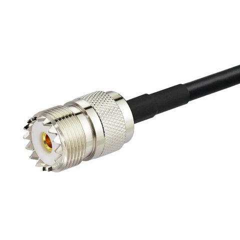 Close-up view of UHF SO239 Female connector on SMA Female to UHF SO239 Female Ham Radio Antenna Adapter Cable RG58 1 Meter