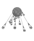 25 Light Flush Mount Ceiling Pendant In Premium Silver with clear glass teardrop bulbs, ideal for modern home decor.