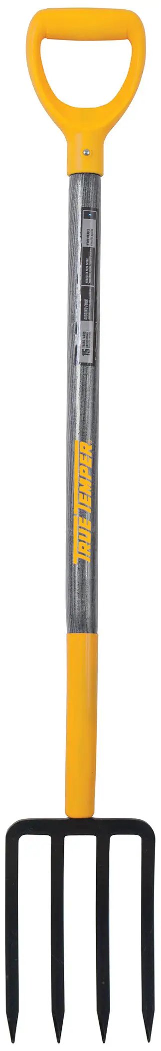 4 Tine Forged Spading Fork With 30 Inch Hardwood Handle And Poly D Grip For Maximum Leverage, Diamond Point Tines Penetrate Tough Soil