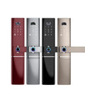 Knockout Biometric Fingerprint Door Lock With Slick Touch Screen Passcode Keyless Entry Crafted From Durable Stainless Steel Gray Body.