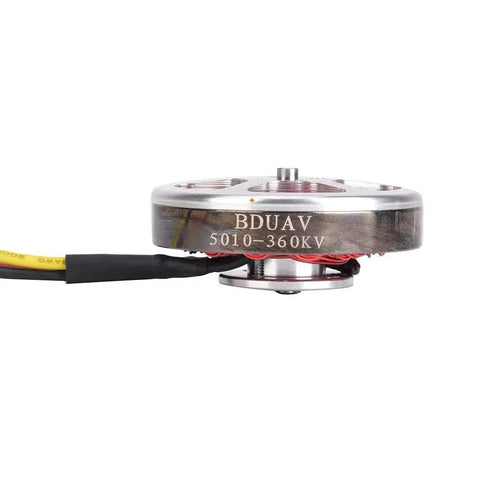 Side view of Brushless Motor 5010 360KV built for big loads outdoor multiaxis high torque with hollow cooling cover and double bearings