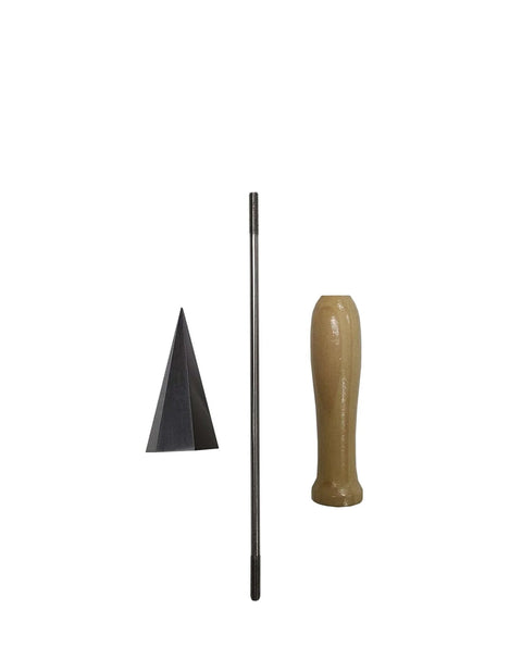 Pro Grade Graphite Glassblowing Casting Plate with hexagonal pyramid, reamer, and handle for lampworking and casting