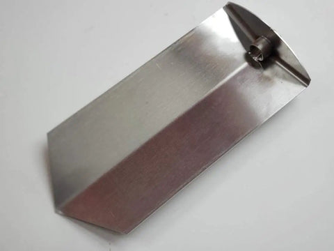 Stainless Steel Culvert Shovel For Eight Inch Or Bigger Pipes Made In The USA Handle Not Included Screw On Half Inch Threaded Steel Pipe For A Beefy Adjustable Length And Easy Pipe Cleaning, top view of shovel head