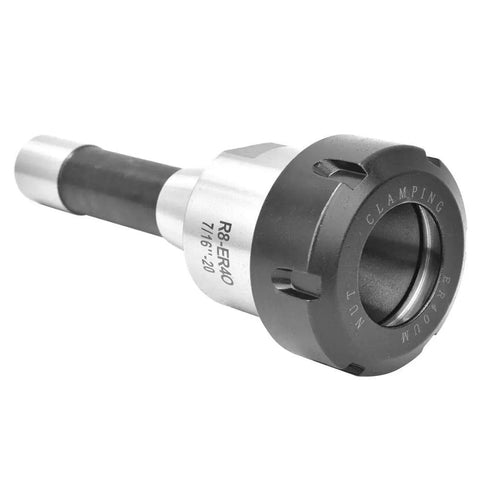 Heavy Duty R8 ER40 Collet Chuck 7/16 Inch 20UNF for CNC Milling Machine securely holds steel tools with durable design.