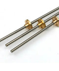 Heavy Duty T5 Lead Screw 304 Stainless Steel Rod With Copper Nut For 3D Printer Z Axis showing three rods with copper nuts.