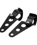 Dual Headlight Mount Brackets For 28mm-34mm Fork Tubes Motorcycle Headlamp Holder Kit, black finish, angled view