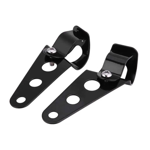 Dual Headlight Mount Brackets For 28mm-34mm Fork Tubes Motorcycle Headlamp Holder Kit, black finish, angled view