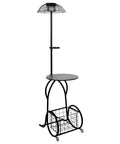 Must-Have Outdoor Solar Coffee Table With Light Black Iron 52.5 Inch Waterproof End Table For Living Rooms Or Patio Doubles As A Solar Floor Lamp