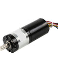 Industrial Heavy Duty Brushless DC Planetary Gear Motor 12V And 24V With Built In Drive for automation machinery with wires and shaft.