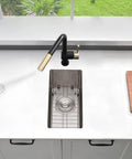 10 Inch Undermount Bar Sink Built From 16 Gauge Stainless Steel, Single Bowl Bar Prep Sink With R10 Tight Radius in kitchen
