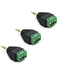 Three Pack 3.5mm TRS Stereo AV Male To 3-Screw Terminal Adapter Cables, 1/8 Inch Plug To Screw Block