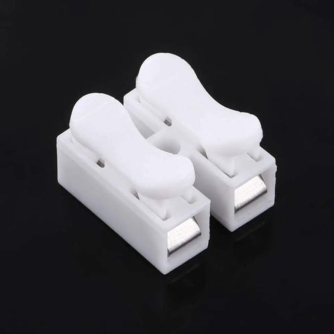 Spring Clamp Terminal Wire Connector Pack 100 Quick Release 2 Pin 10A 220V White Cable Connector for Wiring Harness