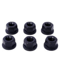 Image showing six black T-nuts from the 58 Piece T Slot Clamping Kit For Milling Machining With T Slot Cleaner And Tightening Wrench Easy To Use Hassle Free Removal Red Finish Pro Grade Durable Tool Steel Heat Treated For Long Lasting Wear Ideal For Precise Workholding On Mills.