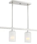 Carmine 4-Light Kitchen Island Pendant Lights, 36 Inch Hanging Ceiling Fixture, Sleek Brushed Nickel Finish with Etched Glass Shades