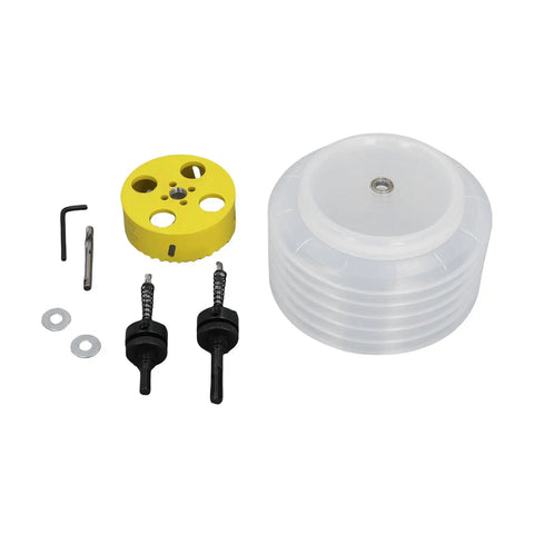 Rock Solid 4-25 Inch Bimetallic Hole Saw Kit For Recessed Lights And DIY Pro Jobs With Dust Bowl And Extras To Cut Wood Metal Pipes Smoothly, kit parts