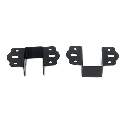 Heavy Lifter Bed Rail Fitting Kit 4 Pack Black Anti Rust Bed Frame Brackets U Shape close-up of two black steel connectors