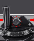 Rock Solid Aluminum Miter Gauge With Smooth Slide Track And Clearly Marked Degree Stops For Table Saws Band Saw And Router Tables Dead On Accuracy Cutting Up To Negative Sixty To Positive Sixty Degrees Wide Sweep Range close-up of adjustment knob and slide track