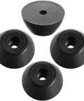 Tough Rubber Feet Bumpers Pack With Metal Washer Inserts, Black 30mm Diameter Base 19mm, 13mm Tall, 4 Pack displayed overhead