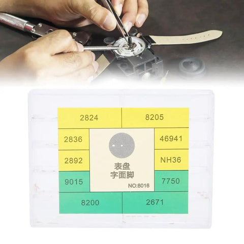 Alloy Watch Dial Feet Kit With Assorted Sizes For Easy Wristwatch Repair, includes watchmaker using tool and storage case