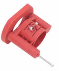 Heavy Duty Router Lift For Woodworking Tables Built Tough With Abs Housing And Stainless Steel Bearings, red plastic construction.