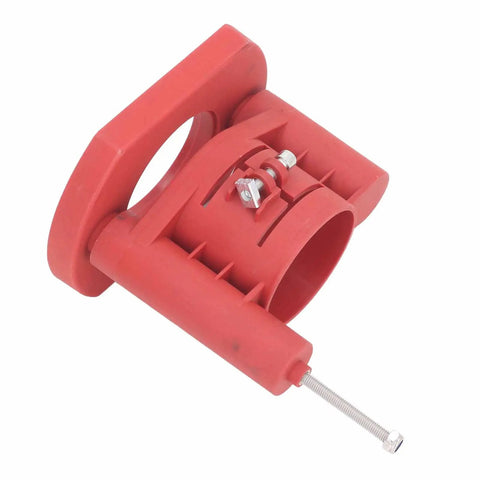 Heavy Duty Router Lift For Woodworking Tables Built Tough With Abs Housing And Stainless Steel Bearings, red plastic construction.