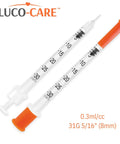 0.3 Ml Syringes 31G 5 Sixteenth Inch 8mm Orange Cap Box Of 100 For Precise Dosing And Smooth One Hand Plunger With Clear Graduation Barrels Great For Medical And Lab Dosing And Accurate Readouts
