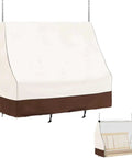 Waterproof 57 Inch Porch Swing Cover For All Weather Use Heavy Duty 600D Oxford Outdoor Swing Shield Beige on swing